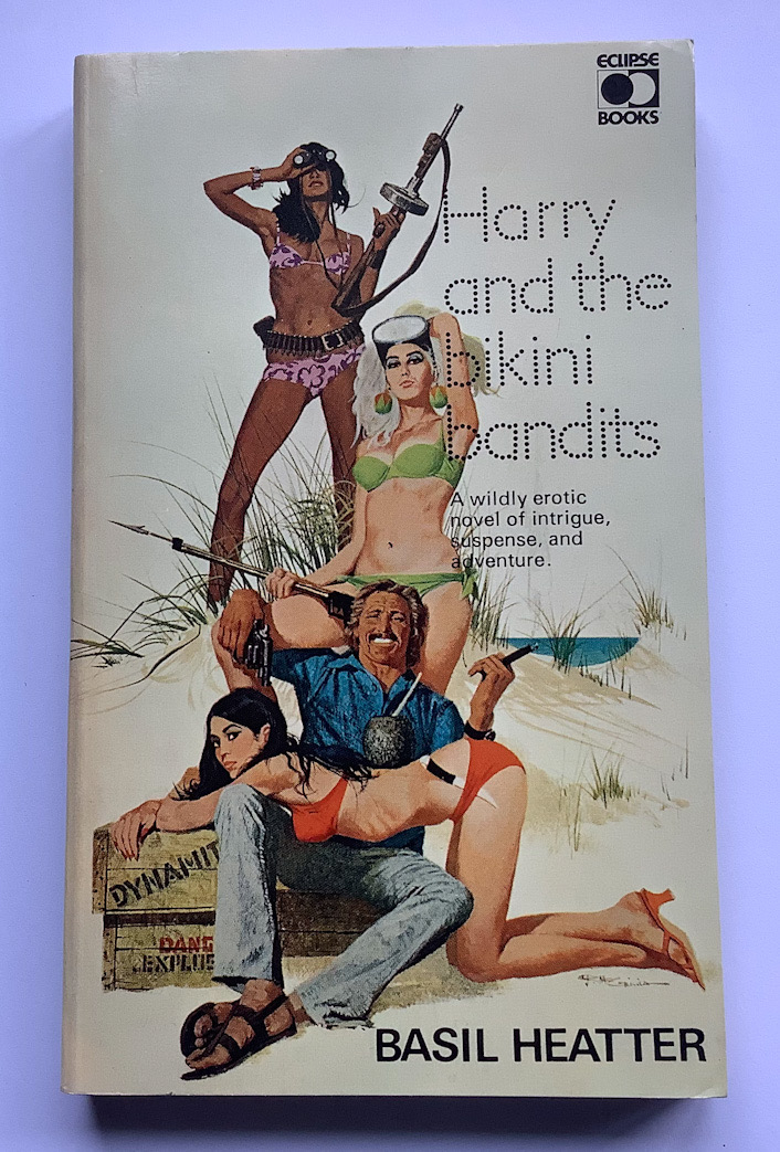 HARRY AND THE BIKINI BANDITS pulp fiction book by Basil Heatter c1971